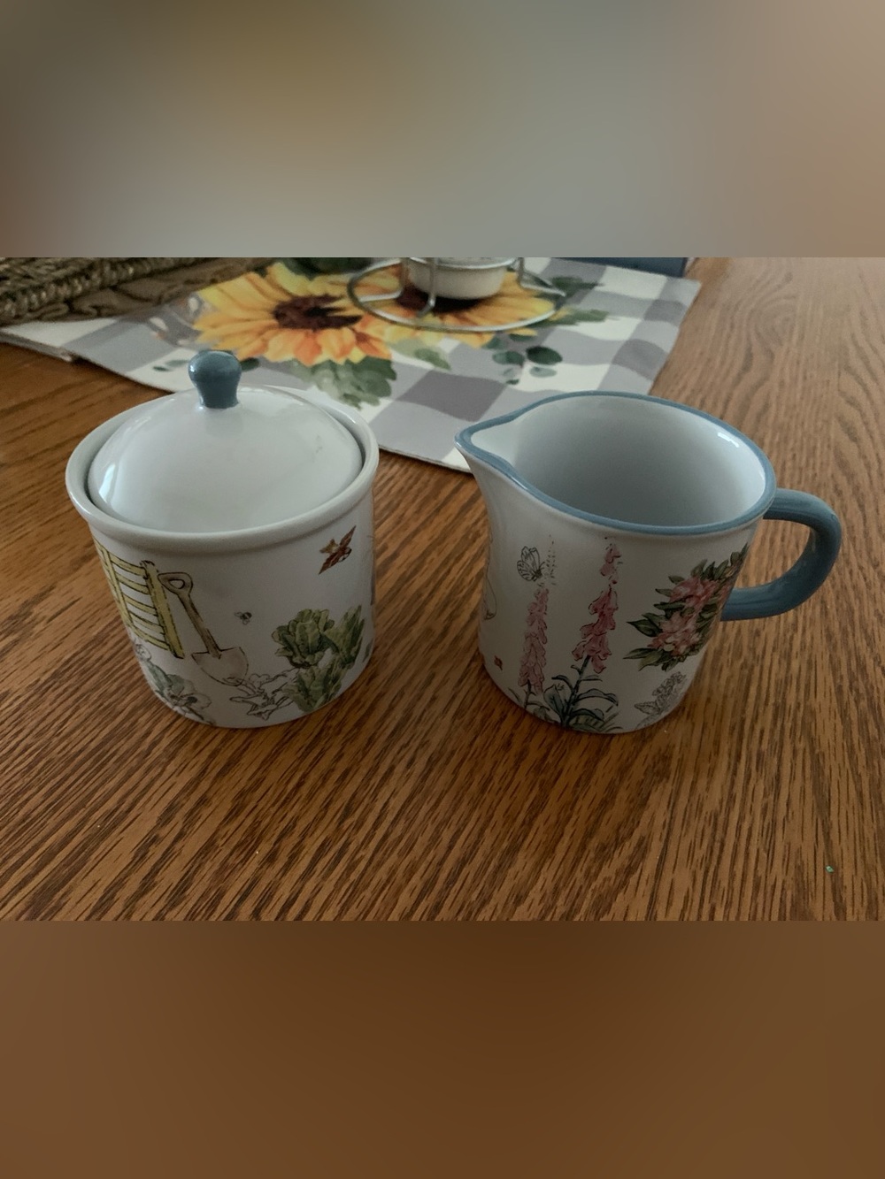 Peter Rabbit Porcelain Floral Creamer and Sugar Set